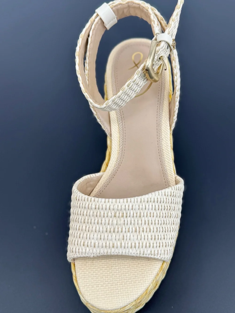 Sam Edelman Ivory Woven Espadrille Platform Wedge Sandals Size 9